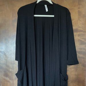 Open Long Cardigan, Black